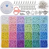 Colmanda Cuentas de Colores, 12000 Piezas Abalorios Cristal, Mini Cuentas Kit de Cuentas de Vidrio Cuentas de Pony Cuentas de Cristal, Cuentas Sueltas para DIY Pulseras Collares Bisutería, 3mm