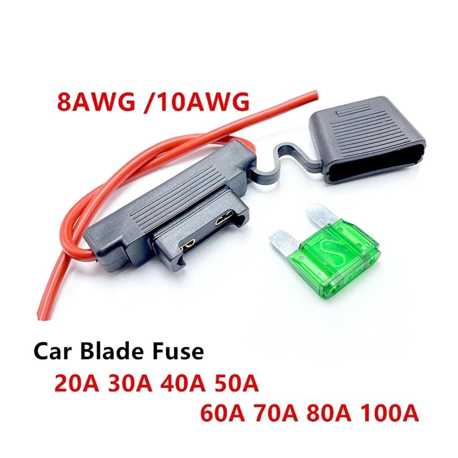 Wodoodporny duży uchwyt bezpiecznika 32 V 8AWG/10AWG i bezpiecznik samochodowy 20A 30A 40A 50A 60A 70A 80A 90A 100A (60A, 8 AWG)