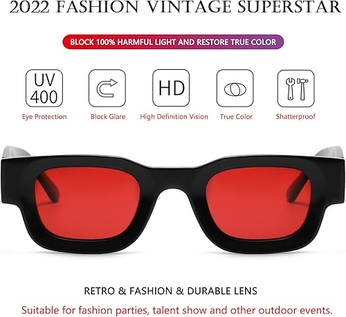 Miniatura 5 de AIEYEZO Gafas de sol rectangulares gruesas modernas para mujeres y hombres retro de los años 90 cuadradas polarizadas