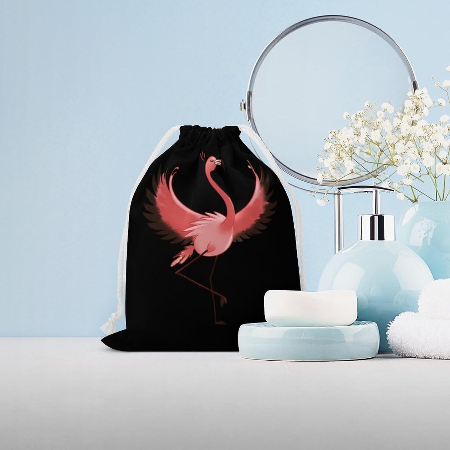 Flamingo Drawstring Storage Bag Gift Pouches 8 * 9 image 4