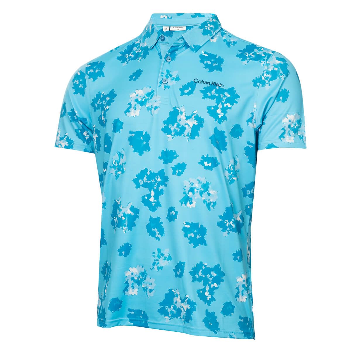 Calvin Klein Mens Cyber Floral Printed Polo Shirt - Aquarius - L