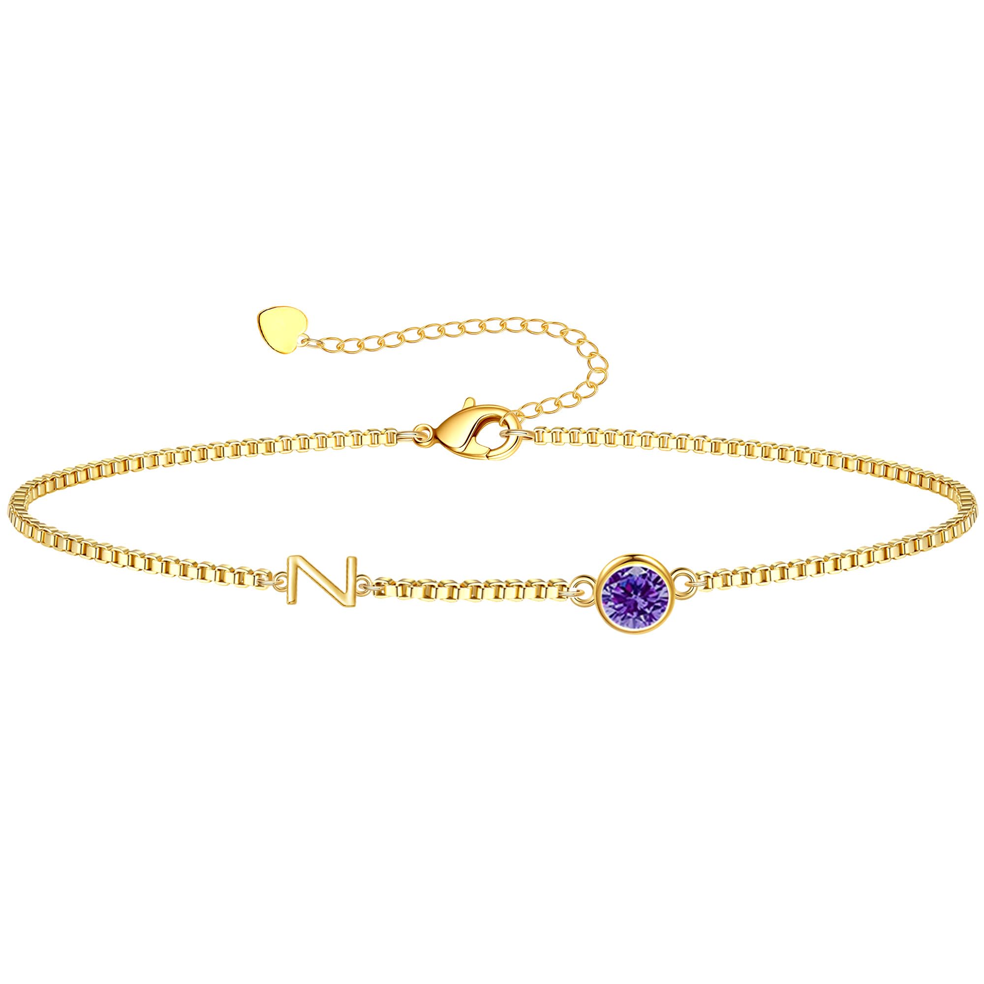 Birthstone Bracelets for Women, Initial Bracelet Teen Stocking Stuffers Birthday Gifts for Teen Girls Initial Bracelet Trendy Letter A-Z Dainty Bracelet 21st 30th Mom Birthday Gift Birthstone Jewelry