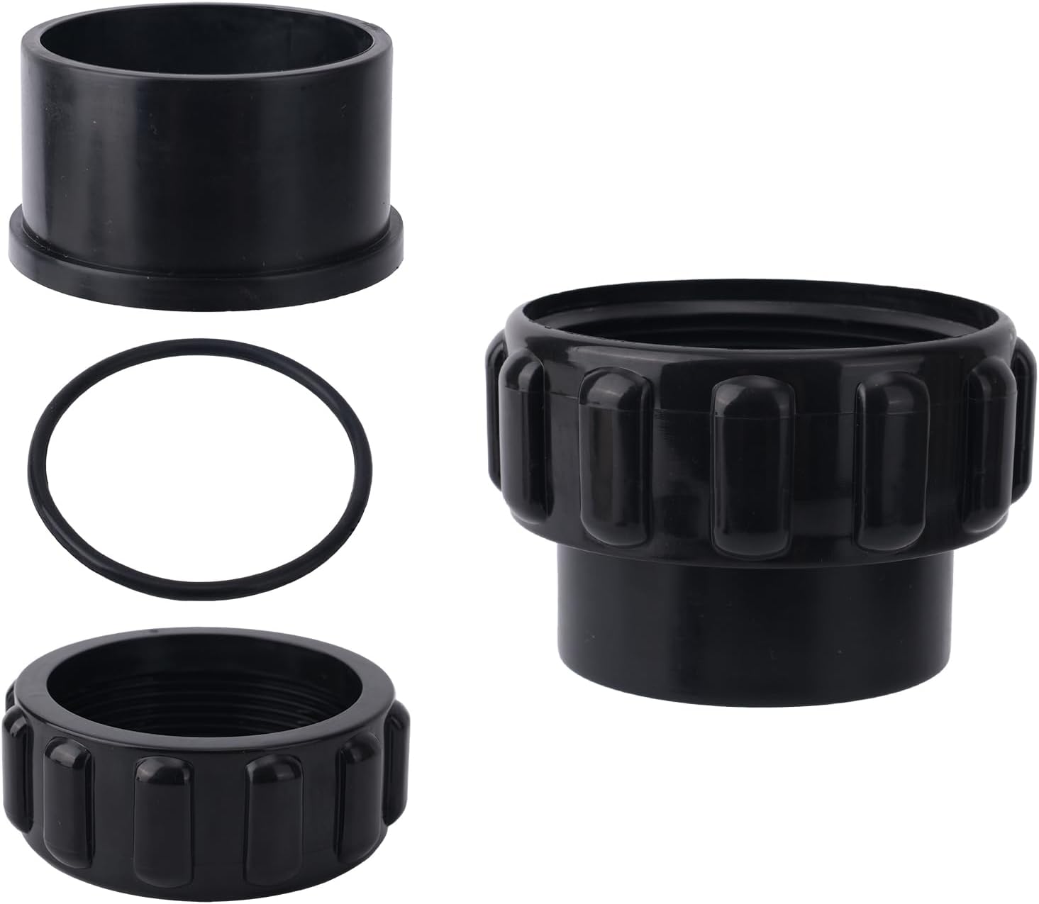 2 Sets 520595 Union Replacement Kit, Black Union Connector Kit Acid Cleaning Kits Compatible with Pentair Intellichlor IC20, IC40, IC60, IC80 Sap Pool Parts