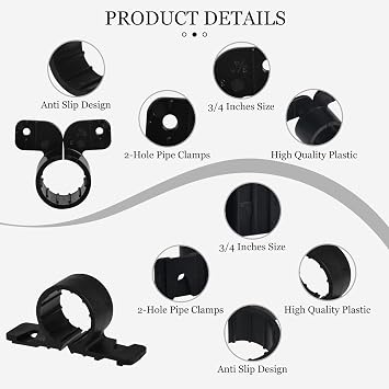 52PCS 3/4 Inch Pex Suspension Pipe Clamps Set, Pipe Supports Suspension Clamp Includes 40PCS Black Pex Tubing Pipe Support & 12PCS Butterfly Style Pex Tubing Clamps for Pex, Copper, CPVC Pipe