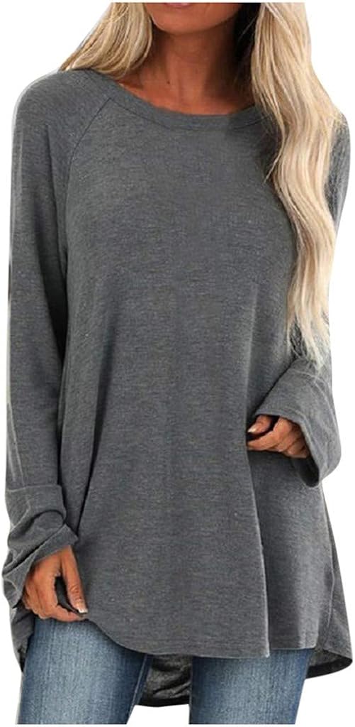 Aniywn Women's Plus Size Sweatshirt Tops Ladies Baggy Short/Long Sleeve Thin Solid/Printing Pullover Blouse T Shirts : Everything Else