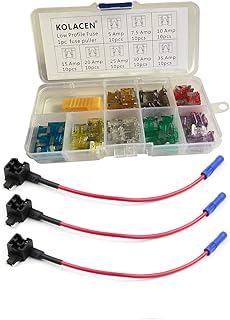 KOLACEN Automotive Car Truck Low-Profile Mini Blade Type Fuse Assorted Kit 81 Pieces + 3 Pieces 16 Gauge Add-a-Circuit Low Profile Mini Fuse TAP Adapter