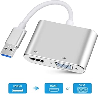 usb hdmi 変換 WU-MINGLU USB 3.0 To HDMI VGA 変換アダプター VGA＆HDMI同時出力 Windows 10/8/7対応(シルバー)