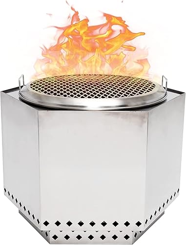 Miniatura 8 de Dragonfire Chimenea sin humo, accesorios incluidos rejilla de parrilla, soporte base y cubierta resistente a la intemperie. Hoguera grande para