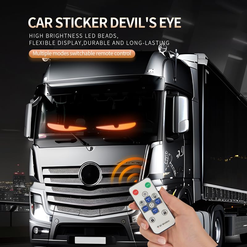 Devil Eyes Light for Cars, Devil Eyes Light LED Eyes for Truck Windshield, APP and Remote Control Devil's Eye Truck Animation Led Pixel Panel for Car Windshield LED Eye for Car