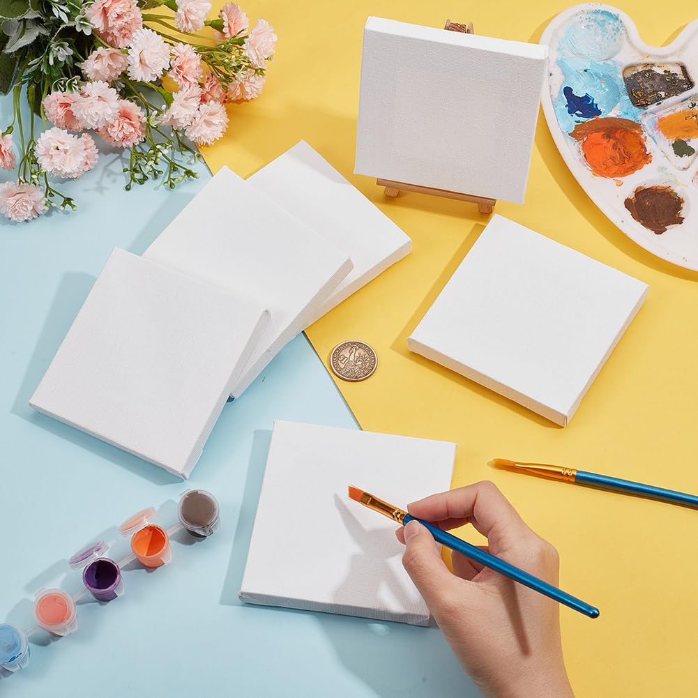 NBEADS Mini Tela, 6 Pezzi Mini Pannello da 10x10 cm 280GSM 100% Cotone Senza Acidi Tavola da Disegno per La Decorazione Artistica E Regali Artigianali Fai-da-Te