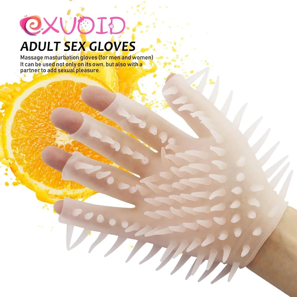 Bianco Erotico Finger Vibratore Spike Guanti Clitoride Massaggio Giocattoli Sesso per Coppie Maschio Masturbazione Finger