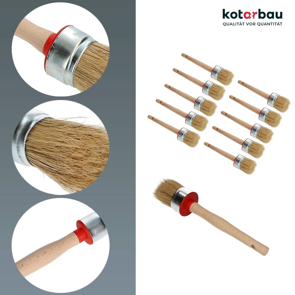 KOTARBAU® 10er Set Rundpinsel 50 mm Ringpinsel Lasurpinsel Lackierpinsel Malerpinsel Holzpinsel für Renovierungsarbeiten