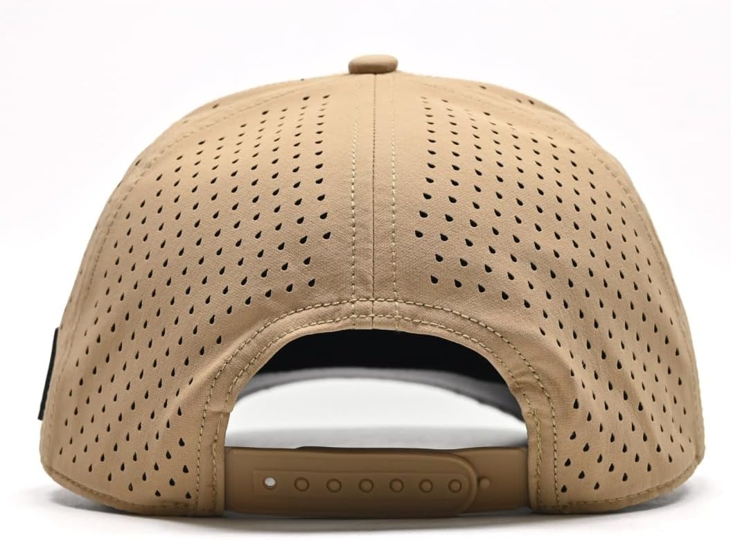 Curves & Clubs Titties Golf Hat – Tan Funny Golf Hat for Men, American Flag Patch, Adjustable Snapback, Breathable Mesh, One Size Fits All