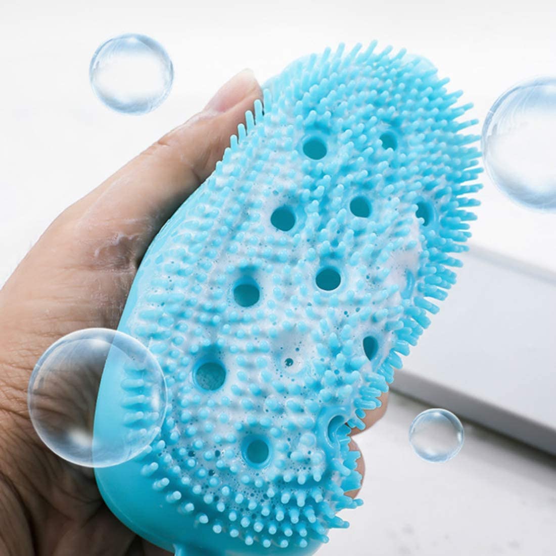 MOLZO Silicone Bath Body Brush Exfoliating Massage Silicone Loofah Body Scrubber, Silicone Shower Sponge, Double Sided Rubber Scrub Body Brush for Baby Kids Men Women - Multicolor-image-28