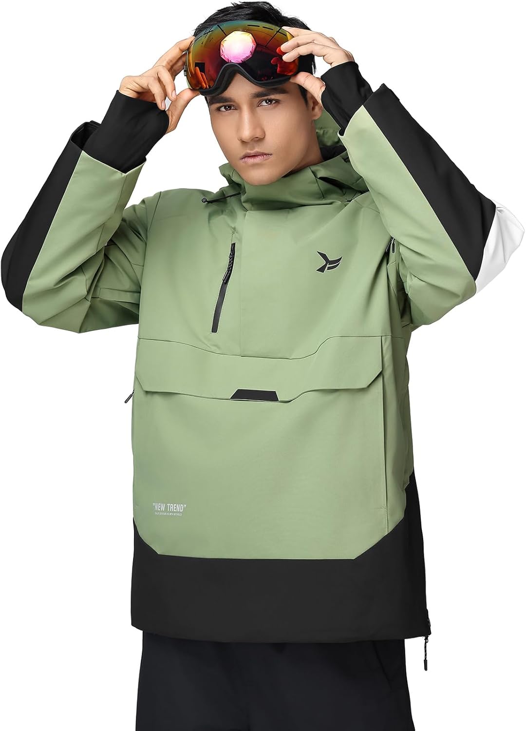 YEEFINE Men's Ski Jacket Snowboard Snow Coat Waterproof Insulated Winter Warm Loose Fit Pullover Hoodie