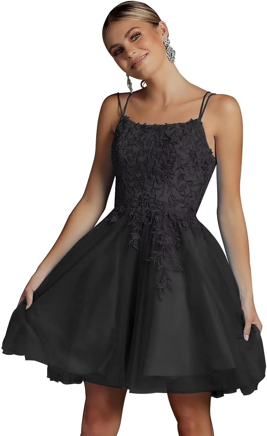 PEIYJYUSP Women's Short Prom Dresses Lace Appliques