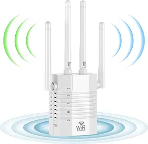 WiFi Extender, 1200Mbps Dual Band 2.4G/5G Wireless Internet Repeater and Signal Amplifier, WiFi Extender Signal Booster for Home, Wireless Internet Extender, Long Range Amplifier with Ethernet Port
