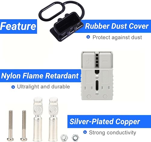 Miniatura 2 de Batería de 175 A CC 600 V Conector de alimentación Conector de enchufe de cable de puente Funda de batería Cubierta de sombrero de polvo Mango (1