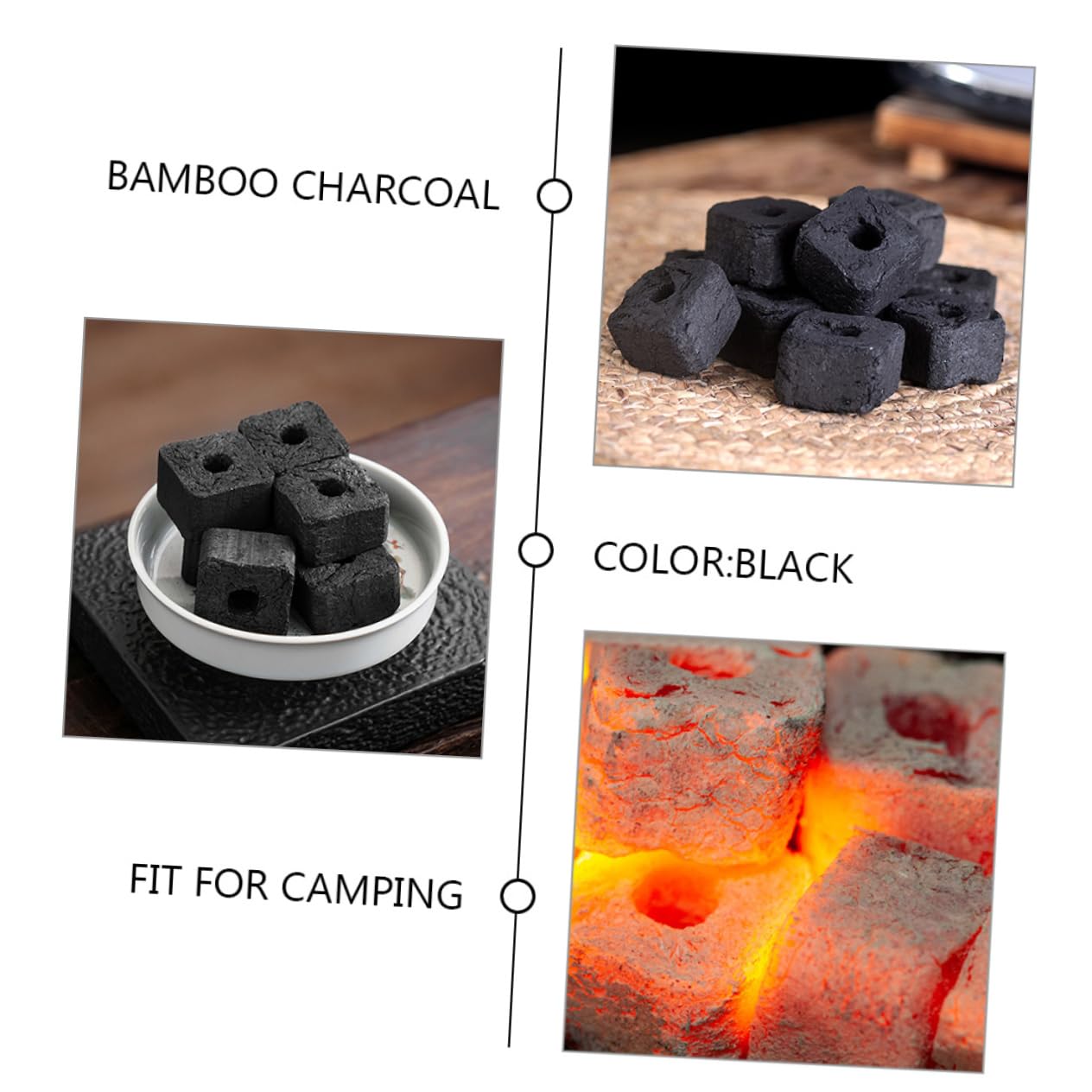 Carbón Vegetal de Bambú Bolsa de 500g para Barbacoa y Camping Carbón Multifuncional y Versátil para Estufa y Parrilla al Aire