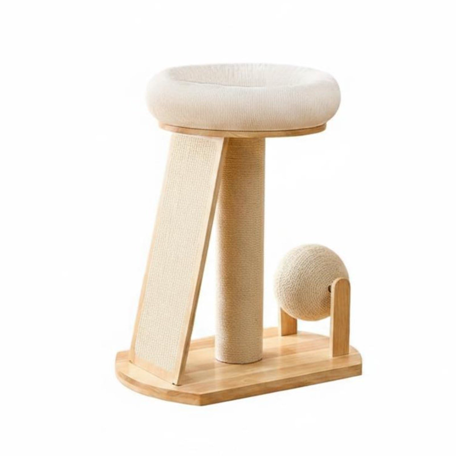 KESOTO Struttura per Arrampicata per Gatti Tiragraffi Centro Gioco Cuccia Amaca in Legno con Tavoletta Graffiante E Palla, Semplice Con Tiragraffi In Sisal E Palla Giocattolo
