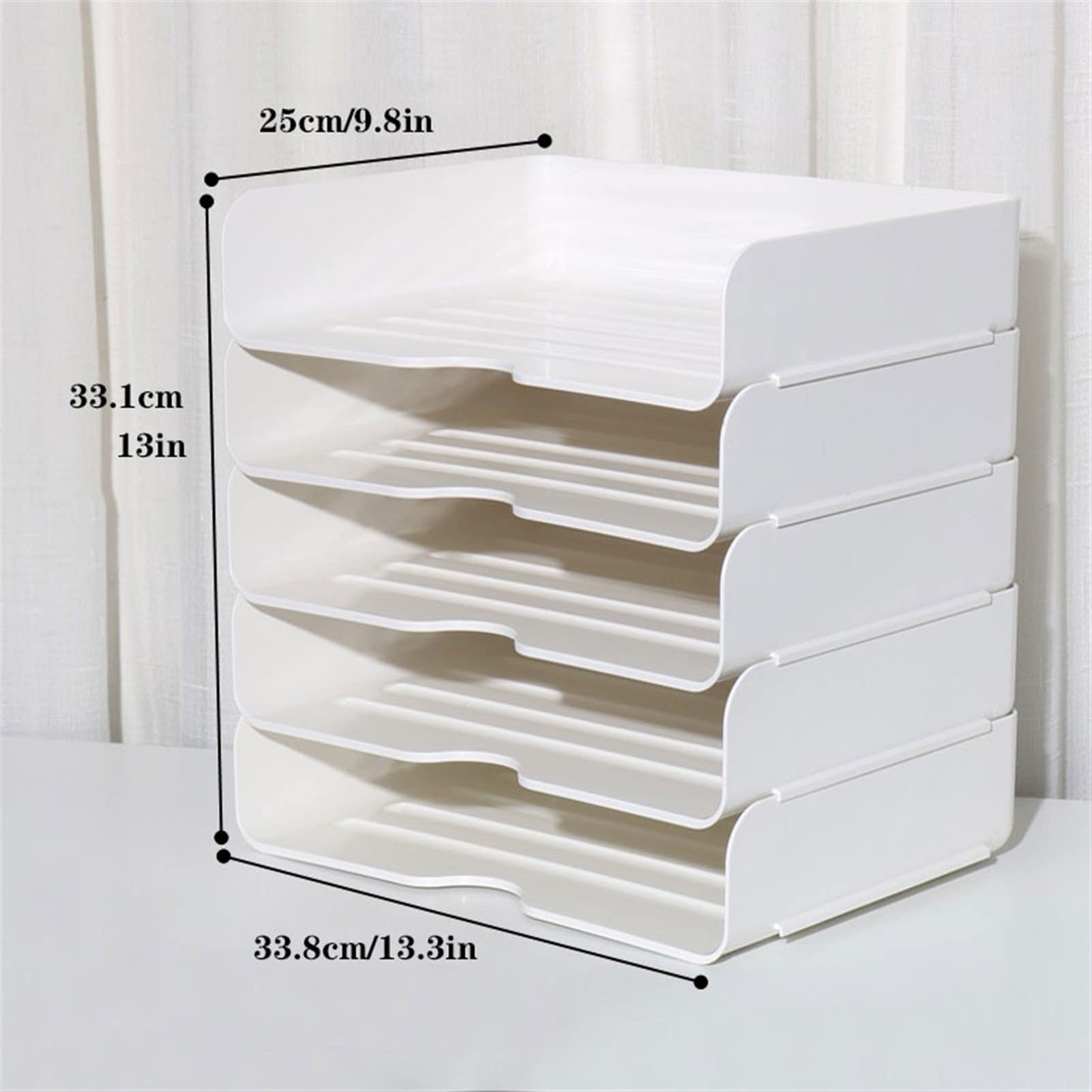 Portariviste Organizzatore da scrivania impilabile, rack di file con 5 livelli di compartimenti for organizzazione ufficio e stoccaggio, file manager, bianco Cartella espandibile