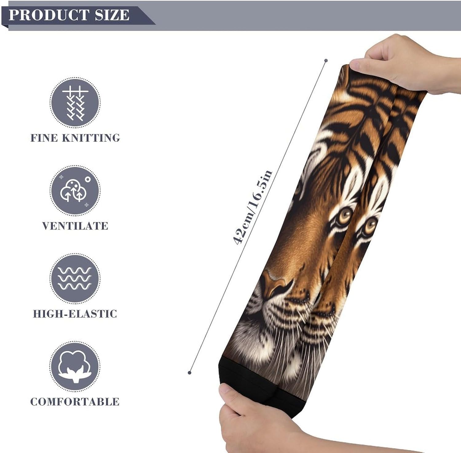 Knee High Socks Bengal Tiger Long Tube Boot Seamless Toe