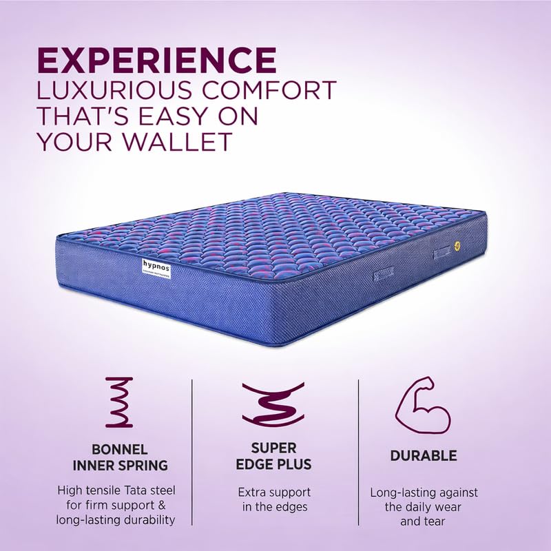 Image of Hypnos Caspio 10 Inch Bonnell Spring Orthopedic Mattress | Queen Size (72X60 Inch) | Medium Firm Back & Body Support | Premium Comfort & Breathable Fabric | Even Weight Distribution | 5-Year Warranty