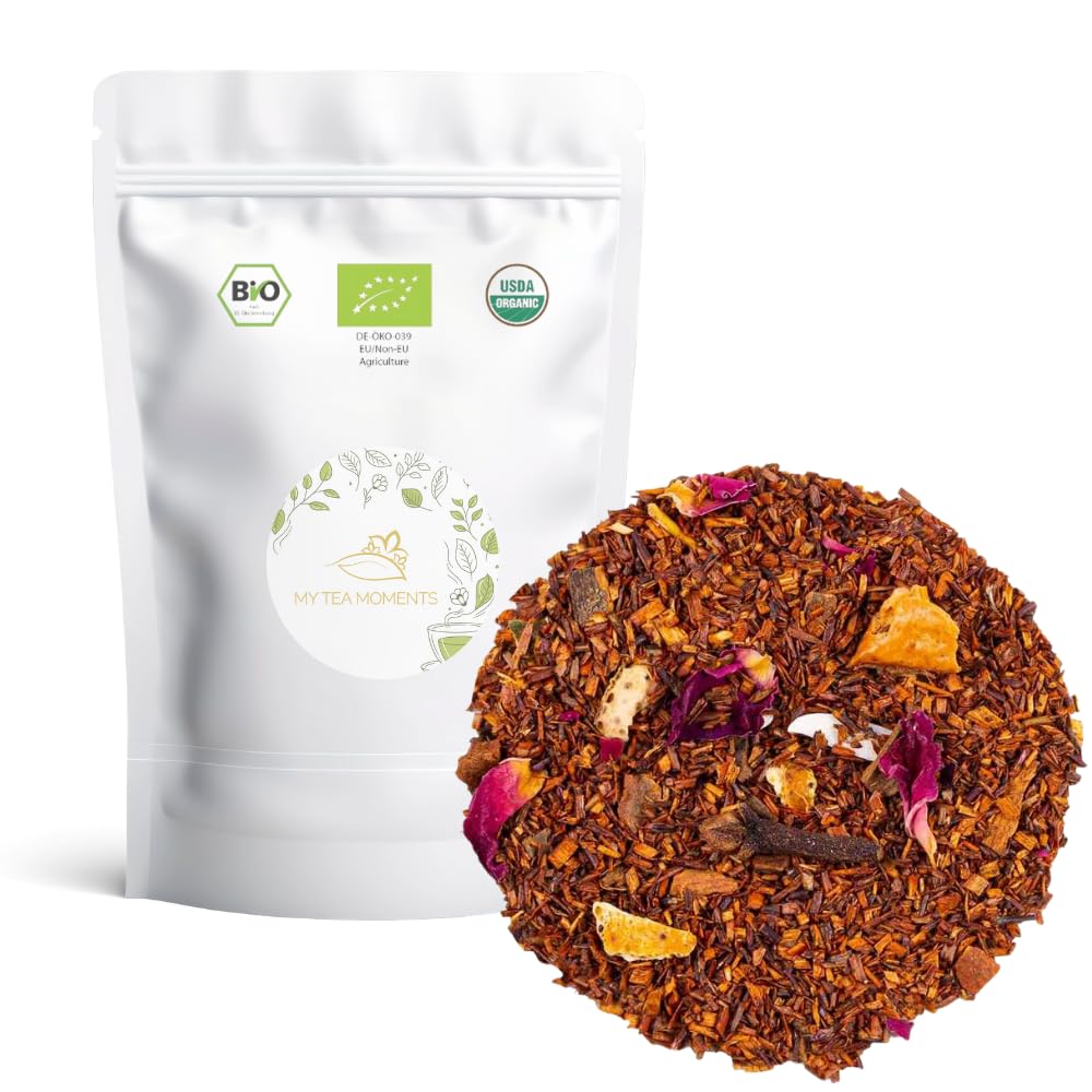 Rooibos de Canela y Naranja a Granel 100 Gramos - My Tea Moments - Cultivo Sostenible - Ingredientes Naturales: Almendra, Canela, Clavo, Manzana, Naranja, Rosa. Antioxidante, Refrescante.