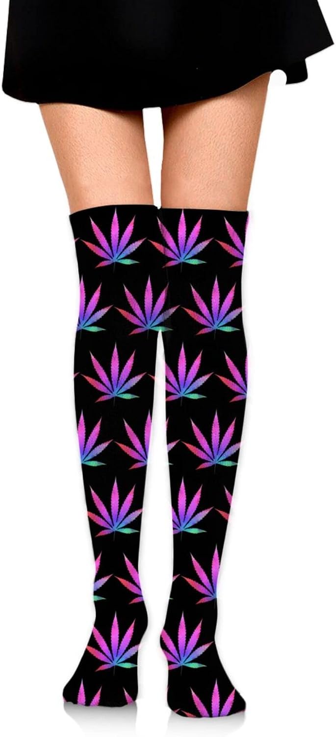 Weed Marijuana Over Knee Socks High Thigh Boot Stockings Women Knee Highs Socks Leg Warmers