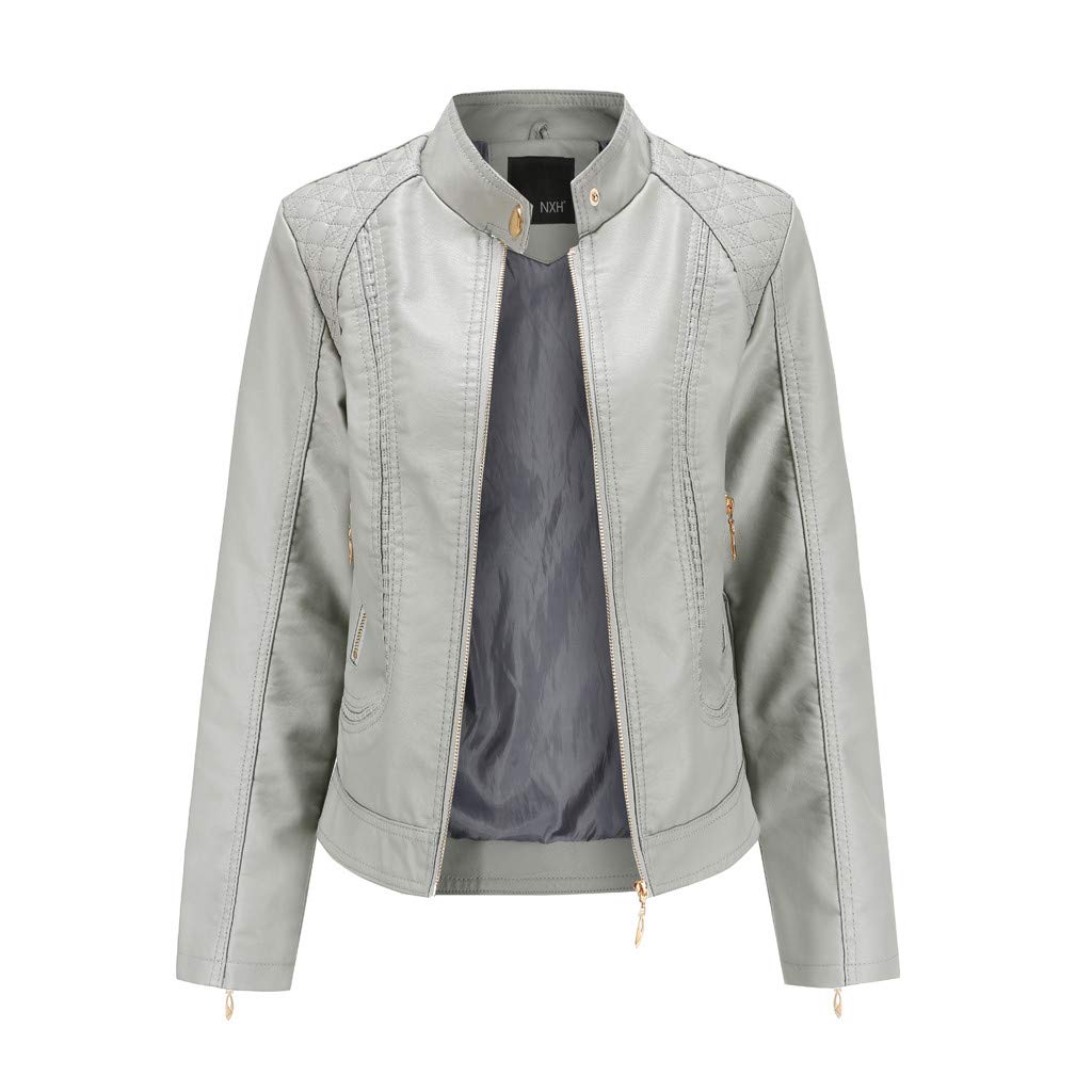 Jeansjacke Damen Damen Kunstlederjacke Oversize Motorrad Übergröße Moto Biker Lederjacke Mantel Kurz Leicht Mode Lässige Kunstlederjacke L