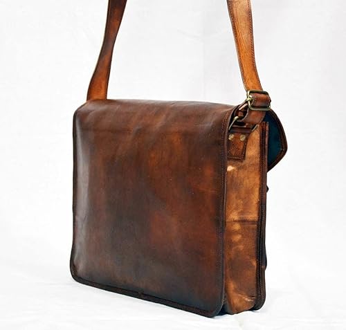 Miniatura 2 de 15 "nuevo marrón para hombre genuino vintage cuero mensajero bolso hombro portátil, Marrón