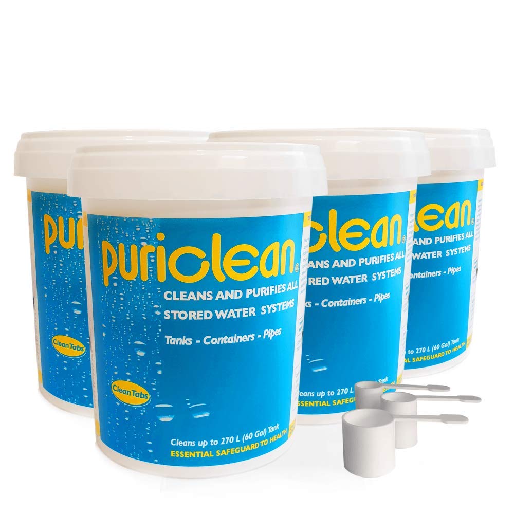 Puriclean 400g Pack of Four with Free Measuring Scoop. Ideal for Motorhome, Caravan and Water Tank System Cleaner.