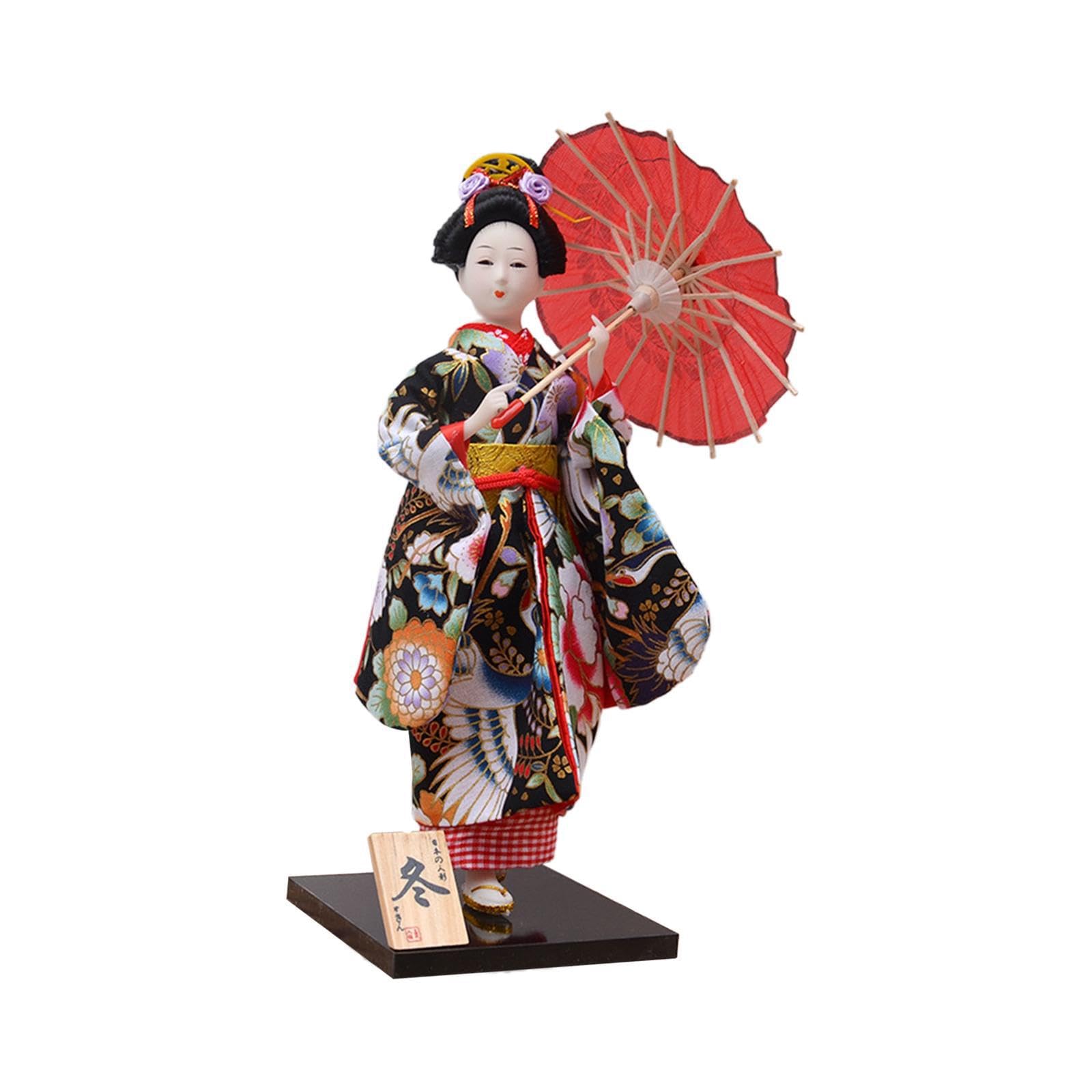 PIXZCSA Geisha Doll In Traditional Kimono Symbolizes Grace And Elegance In Home Decoration Asian Collectible Figurine Decoration Statue Gift And Fabric, Style A
