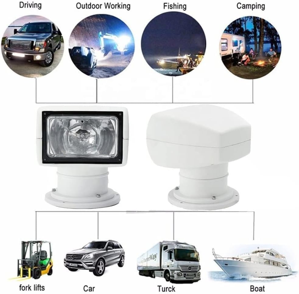 TANFEI Remote Control Spotlight for Boat Truck Car Marine Yacht, 1 PACK Searchlight 100W White Waterproof 360 Degree Rotate Omnibearing Lighting (24V)