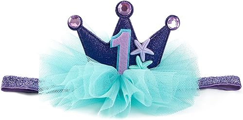 Tiara de corona de sirena para el primer cumpleaños para bebés y niñas para decoración de fiesta de princesa