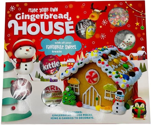 Large Make Your Own Christmas Gingerbread House - Includes all Your Favourite Sweets Treats, Icing & candies to Decorate - No Baking - Pre-Shaped Gingerbread - Christmas Fun for All The Family!