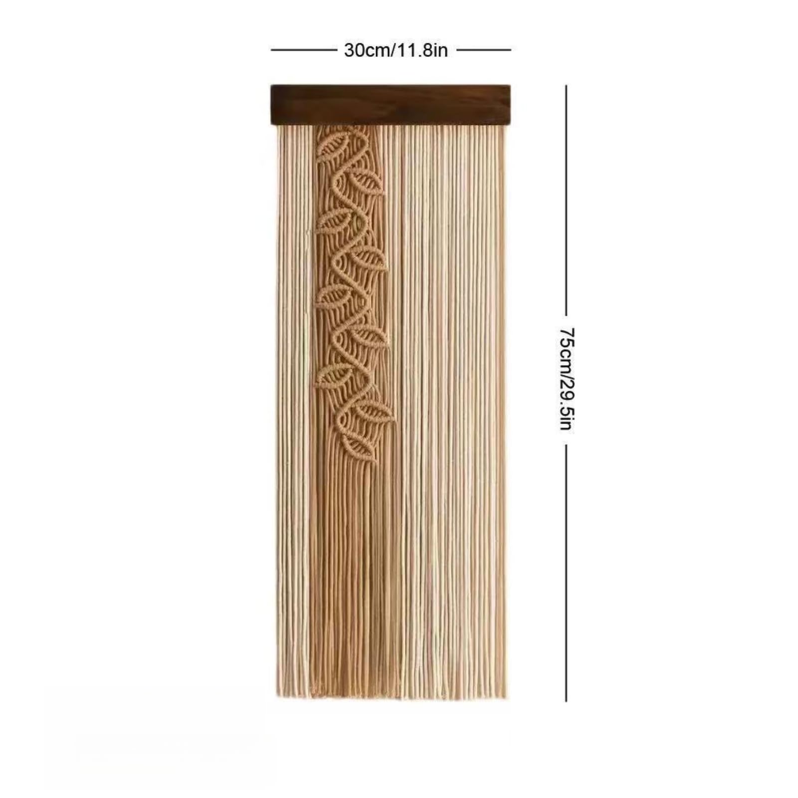 Makramee Wandbehang mit Holzleiste, Boho Makramee Wanddekoration mit Blättern, Handgemachte Fransen Wandteppich für Wohnzimmer, Schlafzimmer & Büro Dekoration (GB)