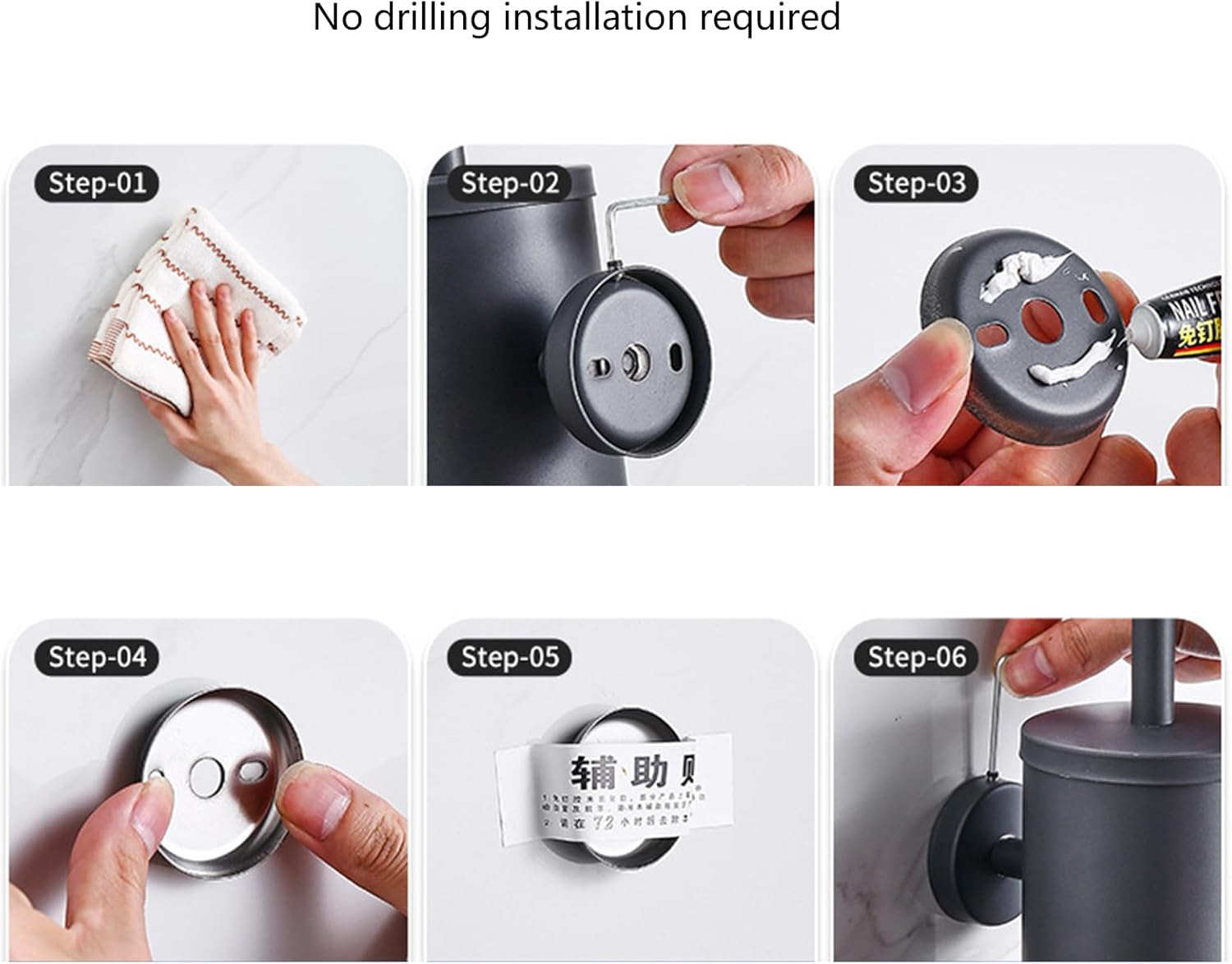 Soft Bristles Toilet Brush Wall Mounted Toilet Bowl Brush with Holder Toilet Tool Bathroom Accessories