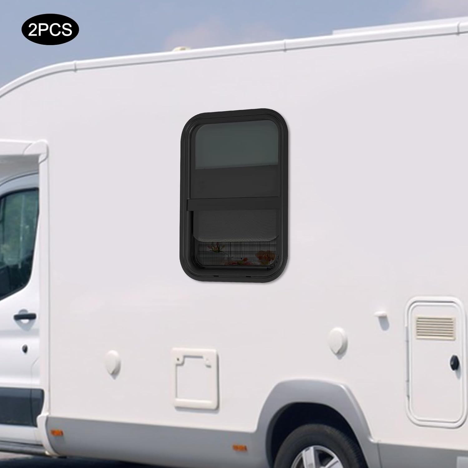 Vertical Sliding Black RV Window for Teardrop, Cargo, Horse Trailer, Marine Camper Window Replacement,15" Wide x 22" Tall, 2 Pack (15"x22")