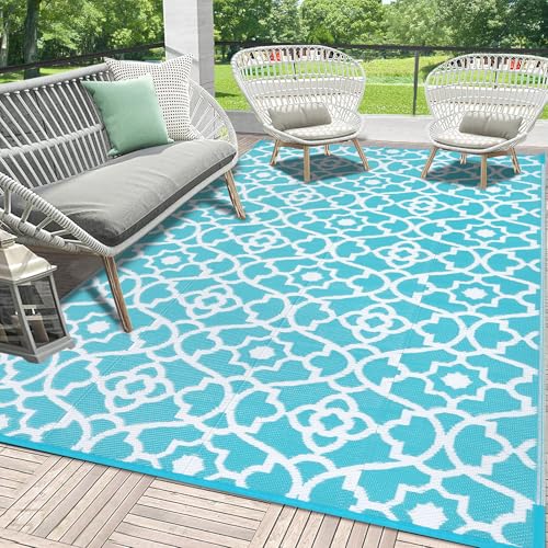 HEBE Outdoor Rug Waterproof 5x8, Plastic Straw Rug Camping Rug,