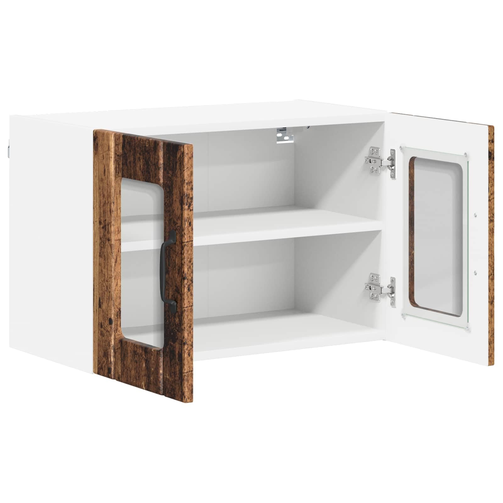 Lucca Armoire murale en verre en bois vieilli 60 x 31 x 40 cm