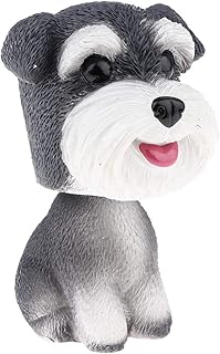 Cute Bobble Head Dogs for Cars Dashboards Auto, Mini Animal Figures, Home Office Desktop Decoration - Schnauzer