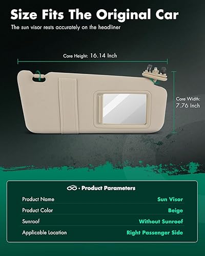 Miniatura 86 de SCITOO Visera solar para automóvil con espejo apto para 2010-2015 para CX-9 gris con techo solar (lado izquierdo del conductor)
