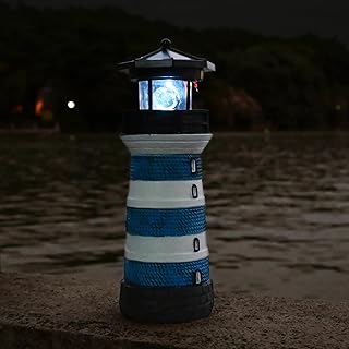 Solar Lighthouse Rotating Beacon – Led Light House for Yard Garden Nauti...