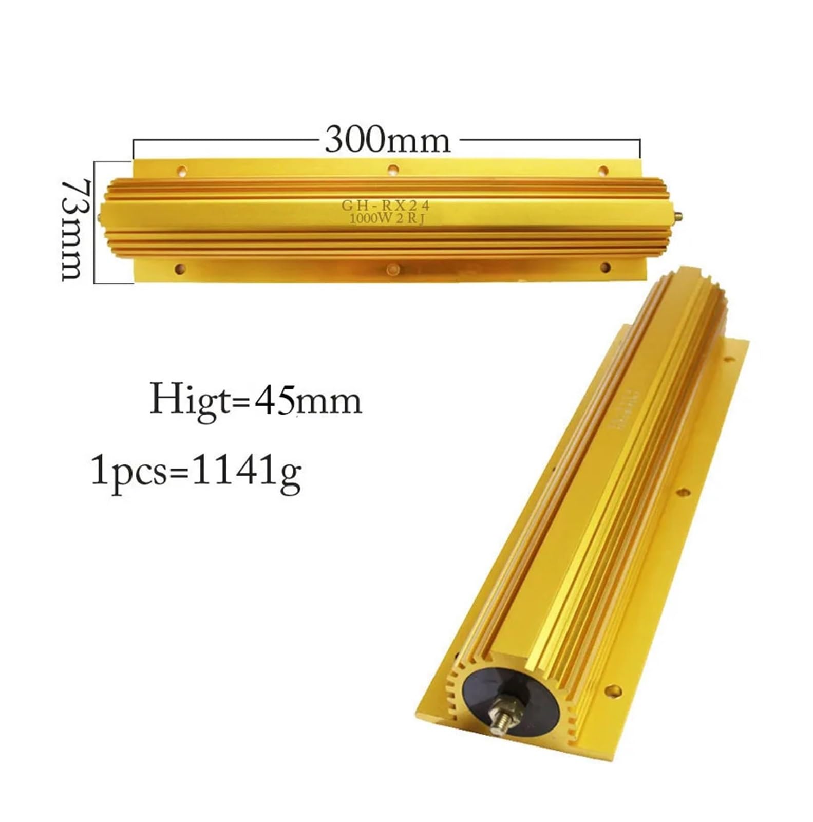 Kit resistenze 1000 W 0,1 0,15 0,22 0,5 100 k 120 40 60 2 k 3 k 10 k 2,5 Ohm Potenza resistore Fisso Filo Avvolto Resistenza in Alluminio 5% (Color : 1 Ohm, Size : 1pc)