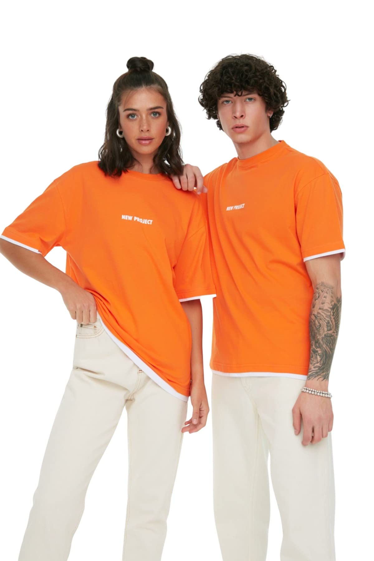 Trendyol Man Relaxed Basic Crew Neck Knit T-Shirt Orange