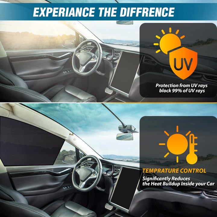 Image of OTO2EYE Car Sun Shade Compatible for Swift Dzire Model-2024 to 2025, Z-Black Fix Type Side Window Curtains, Only Half Cut in Front Window, 4 Pieces Set