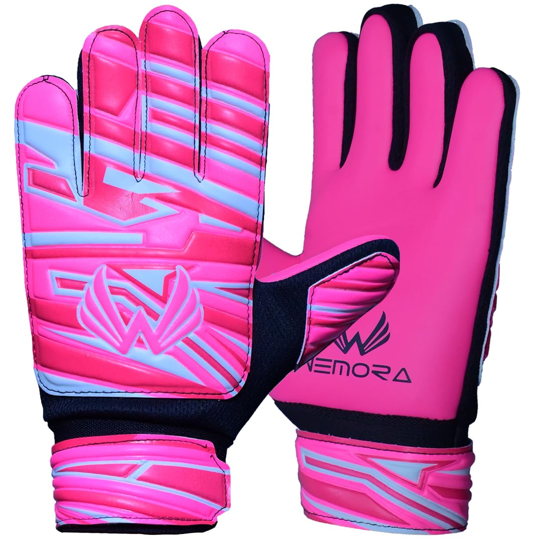 WEMORA Soccer Goalie Gloves with Nonslip 4MM Strong Grip Palms Goalkeeper  Gloves for Kids Youth (Pink, Size Suitable for 13 to 15 Years Old