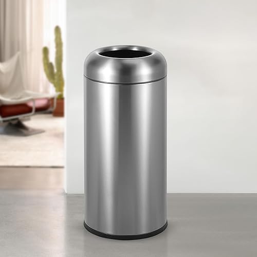 Miniatura 8 de BEAMNOVA Bote de basura de 16.5 galones, color negro, parte superior abierta, grande, para exteriores, interiores, comercial, de acero inoxidable,