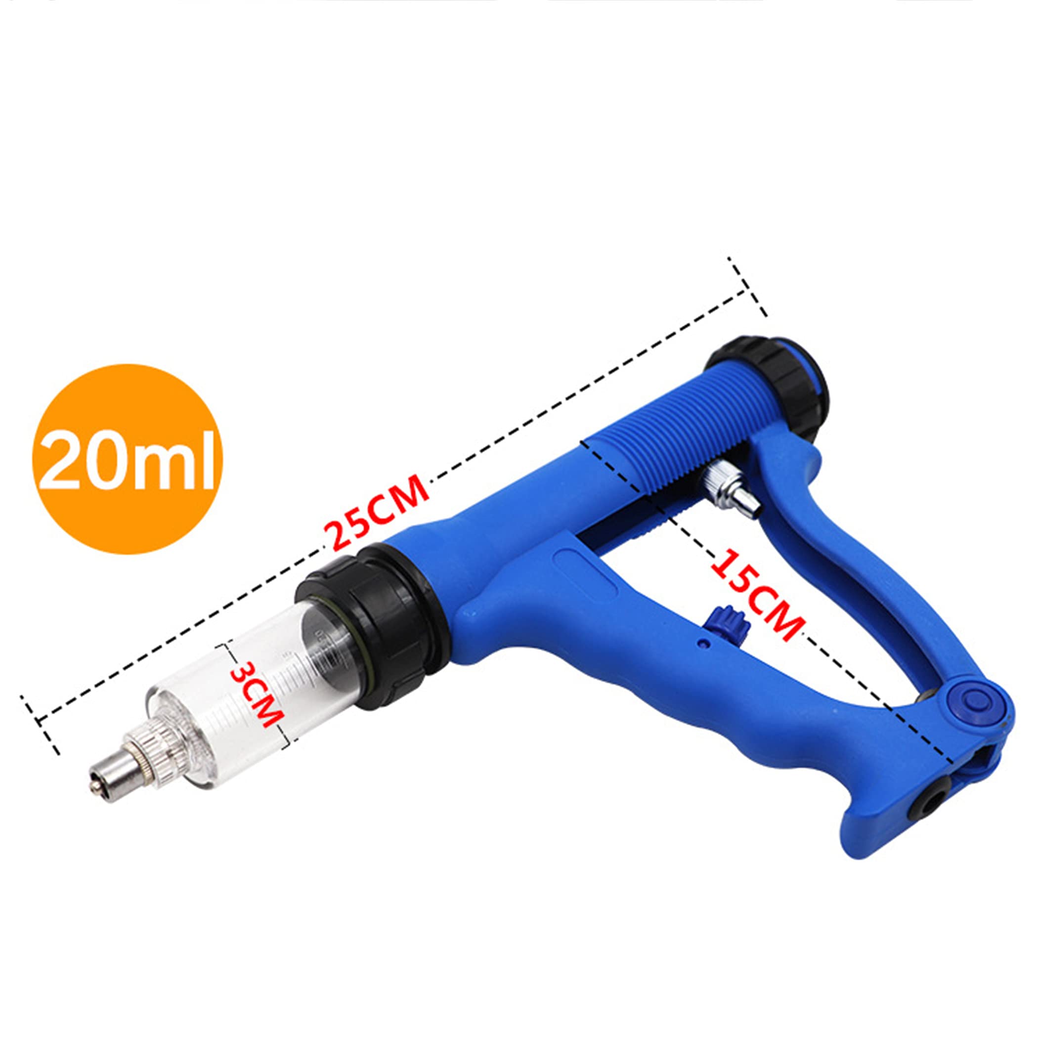 Strzykawka weterynaryjna, regulowany ciągły wtryskiwacz dla bydła, owiec, świni, kurczaka - 10 ml/20 ml/30 ml/50 ml z precyzyjną skalą do hodowli zwierząt gospodarskich